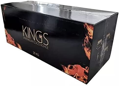 Grillkohle aus Kokonuss - 20 kg Cocokings Premium Shisha- und BBQ-Kohle aus Kokonussschalen - 2 Stunden Brenndauer