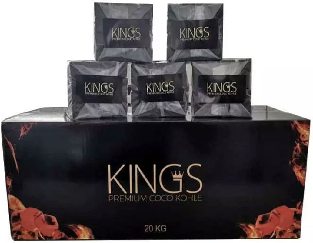 Grillkohle aus Kokonuss - 20 kg Cocokings Premium Shisha- und BBQ-Kohle aus Kokonussschalen - 2 Stunden Brenndauer