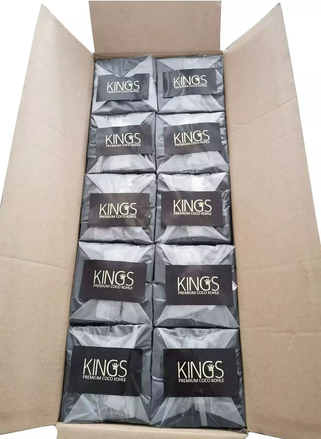 Grillkohle aus Kokonuss - 20 kg Cocokings Premium Shisha- und BBQ-Kohle aus Kokonussschalen - 2 Stunden Brenndauer
