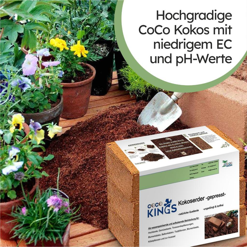 Cocokings CocoGrow Universelle Gartenerde - 3 Varianten: 3 x 650g, 6 x 650g, 9 x 650g - Natürliche & Torffreie Kokos-Anzuchterde - Perfekt für Kräuter, Gemüse, Exoten & Mehr