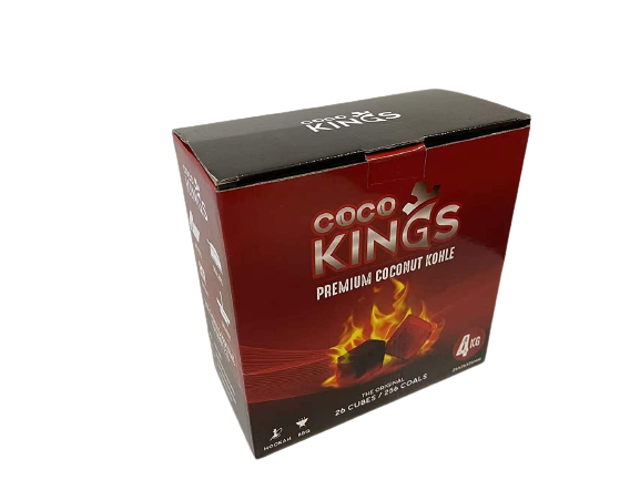 Cocokings Premium Kokosnuss Grillkohle - 4 kg Shisha- & BBQ-Kohle aus Kokosnussschalen - 2 Stunden Brenndauer, hoher Heizwert & nachhaltige Alternative